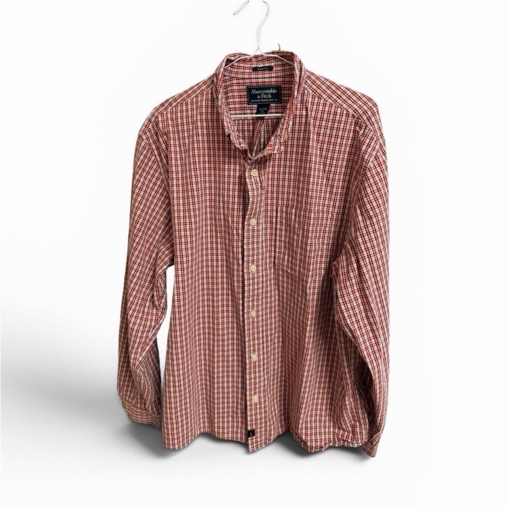 Abercrombie &‎ Fitch Muscle XL Red/White/Blue Check Button-Down Cotton Shirt